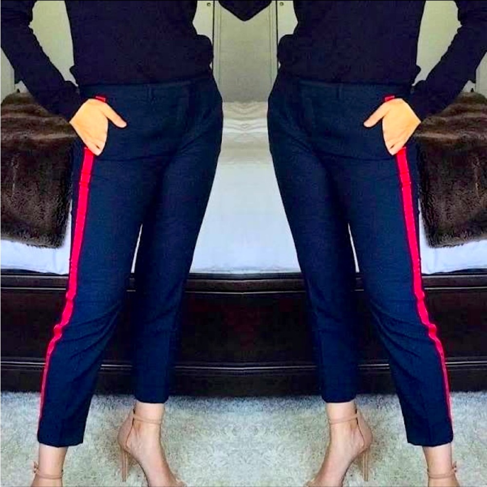 BANANA REPUBLIC  Navy Avery Bi-Stretch Side Stripe Ankle Pant